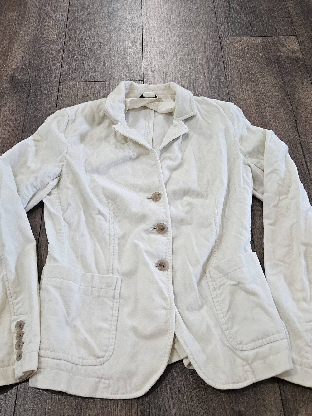 Womens J. Crew White Velour Blazer Jacket Size S 100% Cotton